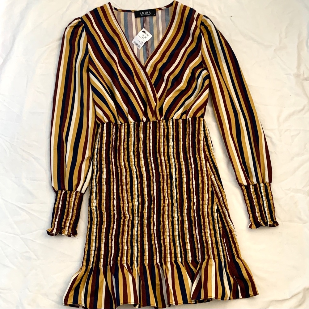 Yellow and Maroon stripped dress